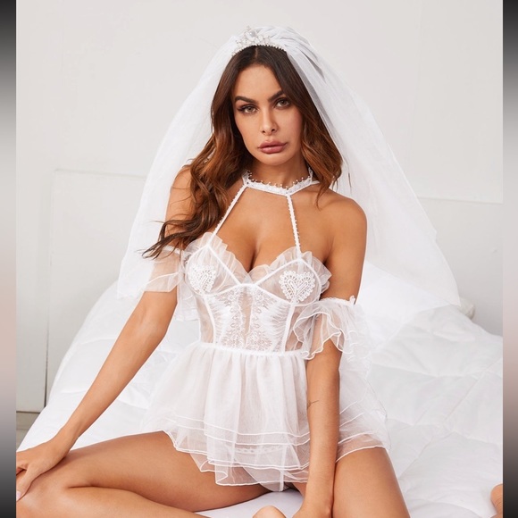 NEW!!! Babydoll 5pack Mesh Ruffle Halter Costume Dress With Thong - Picture 2 of 3